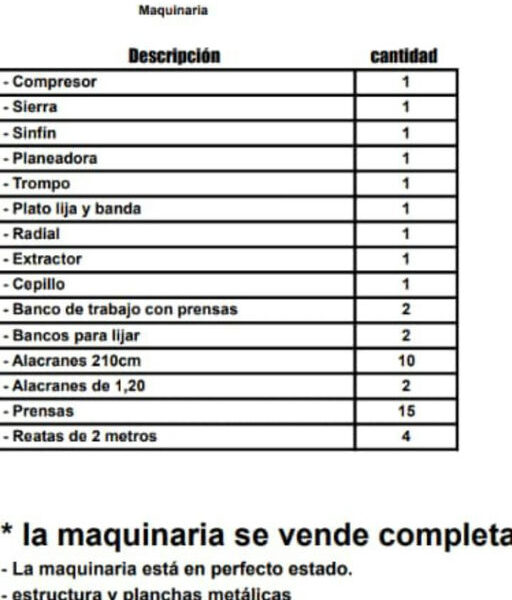 Taller Completo de Carpintería en Venta: Compresor, Sierras, Planeadora, Trompo, Lijadora y Más